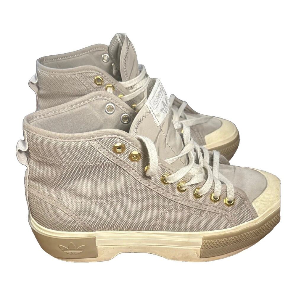 Adidas Nizza High Platform Trek Shoes Feather Gray Womens Size 7.5 GY9539 EUC